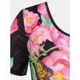 thumbnail image 4 of Camiseta con Estampado de Flores de Mariposa en Talla Extra Rosegal  Camisetas tallas grandes, 4 of 5