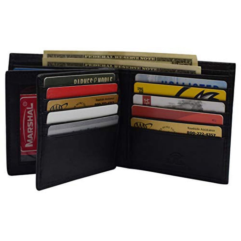 Genuine Leather Bifold Wallet For Men – Holds 20 Cards, ID Window, Euro Style Fat Design