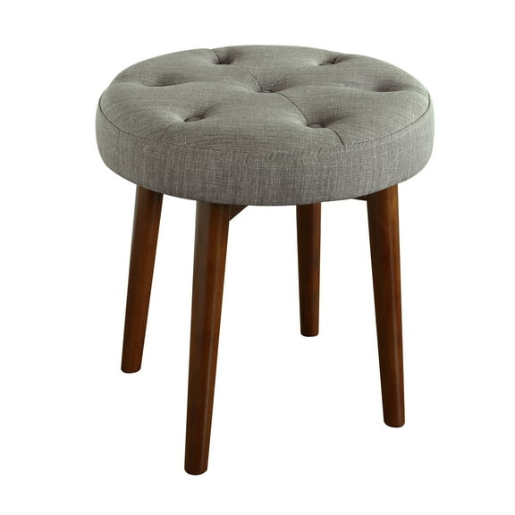 Elle Decor Penelope Round Tufted Stool in Storm Gray