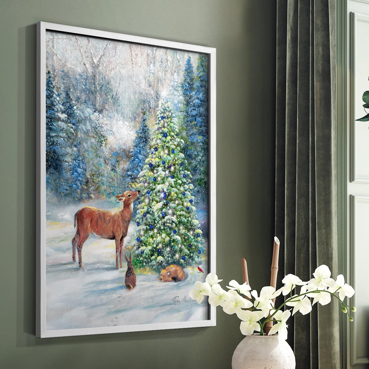 Winter Gathering Framed Print - Solid Wood in Single Picture Frame Solid Wood 2 Framed Print