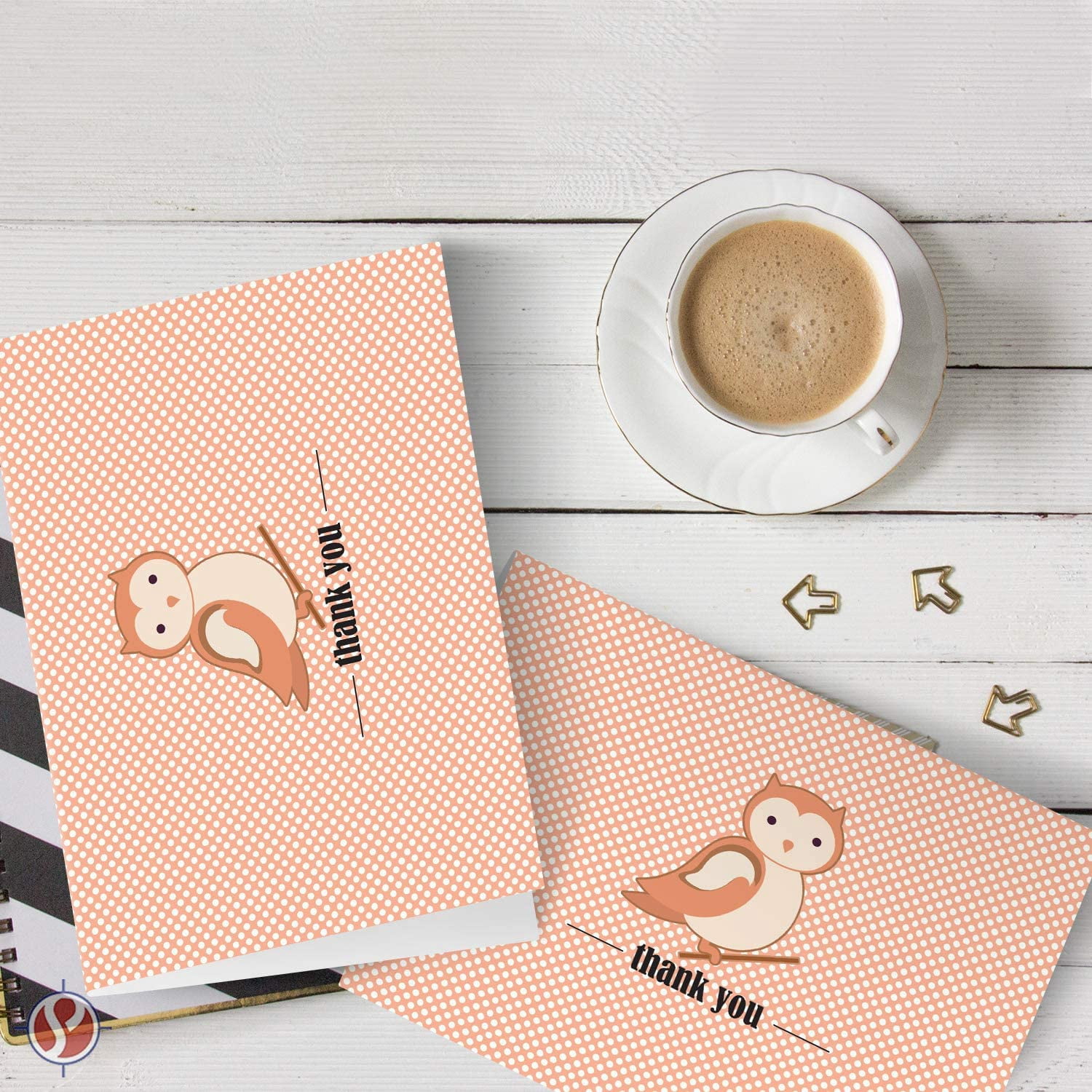 Owl Lovely Animal Thank You Note Greeting Cards with Envelopes | Printed on Thick and Sturdy 80lb (216gsm) Cardstock | Blank Interior | A2 Size – 4.25 x 5.5” | 25 per Pack