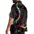 thumbnail image 3 of Note Men's Short Sleeve Hawaiian Shirt Button Down Poplin Beach Casual Printed Unisex Summer Tops, 3 of 6