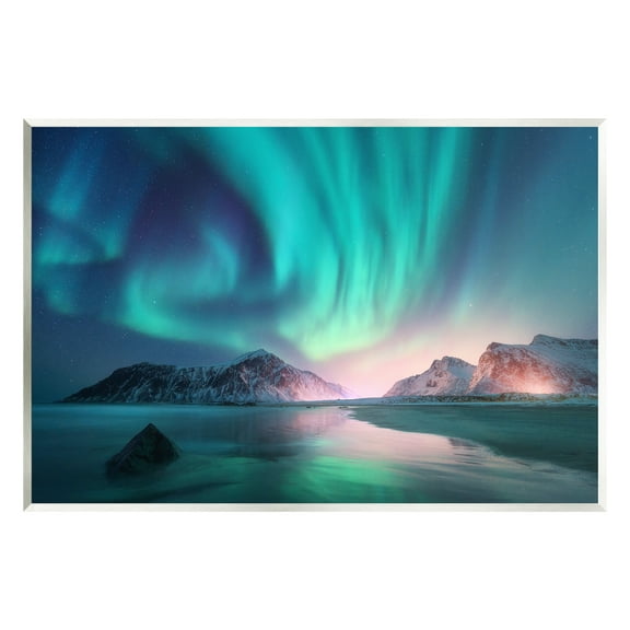 Stupell Industries Northern Lights Photography Nature Photography Unframed Art Print Wall Art, 15 x 10