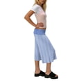thumbnail image 6 of Inglocry Women Gauchos Pants Fold Over Low Rise Cropped Capris Pants Foldover Wide Leg Flared Yoga Culotte Bottoms Blue 2XL, 6 of 6