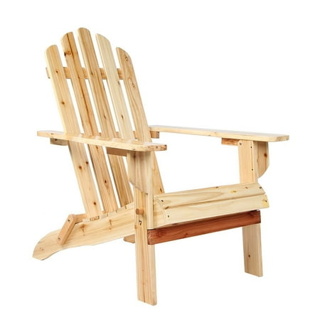 Wooden Adirondack Chair With Clear Lacquer Painted Garden