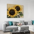 thumbnail image 2 of Retro Bees Canvas Print Wall Art, Sunflower Leaf Pastoral Retro Bees Wall Decor Modern Artwork Paintings Pictures for Living Room Framed and Stretched Ready to Hang, 12" x 16", 2 of 9