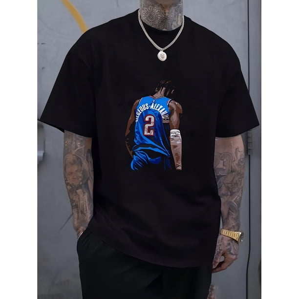 Ball - Men'S Basketball-Inspired T-Shirt - Breathable and Sweat-Absorbent, Comfortable Round Neck Short Sleeve Tee with Shai Gilgeous Alexander & Mike Trout Graphic Print, Casual Casual Attire
