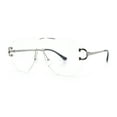 thumbnail image 5 of Oversize Luxury Hip Hop Gangster Swagger Rimless Racer Shield Eyeglasses [Silver], 5 of 7