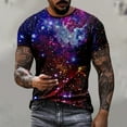 thumbnail image 2 of Penkiiy Galaxy Printed Shirt ,Men's 2024 Spring And Summer Casual Fashion Sky Print Short-Sleeved Round Neck T-Shirt Tops/Shirts 4XL Multicolor, 2 of 6