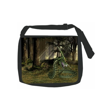 Lindworm Dragon In The Forest Black School Shoulder Messenger Bag