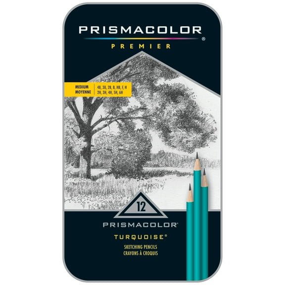 Prismacolor Turquoise Sketch Pencil Set, 12 in a Tin Case