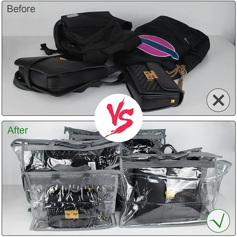 Manunclaims Handbag Storage, Handbag Organizer Dust Cover Bag Transparent  Anti-dust Purse Storage Bag for Hanging Closet with Zipper and Handle  Space-Saving Storage Bag 