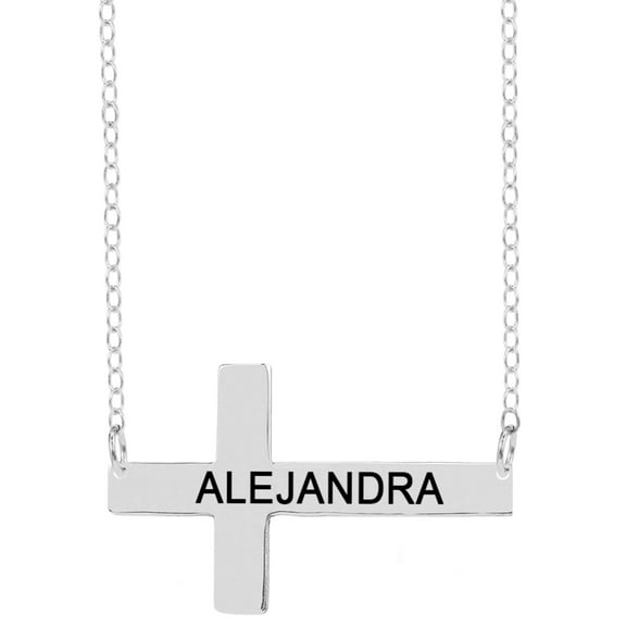 Personalized Sideway Cross Necklace