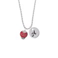 thumbnail image 2 of Delight Jewelry Silvertone Red Crystal Sparkle Spinner Silvertone Script Initial Disc - A - Charm Necklace, 20"+3", 2 of 4