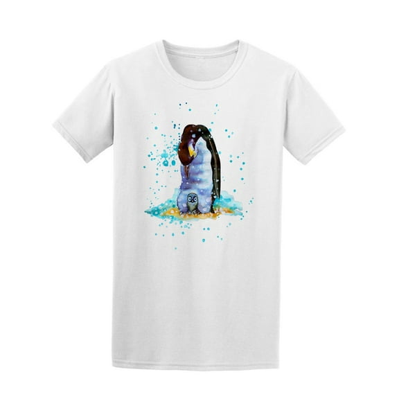 Watercolor Painting Penguins T-Shirt Men -Image by Shutterstock, Male Medium