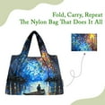 thumbnail image 4 of Wrapables Large Foldable Oil Painting Nylon Reusable Grocery Bag, Serene Rowboat, 4 of 5