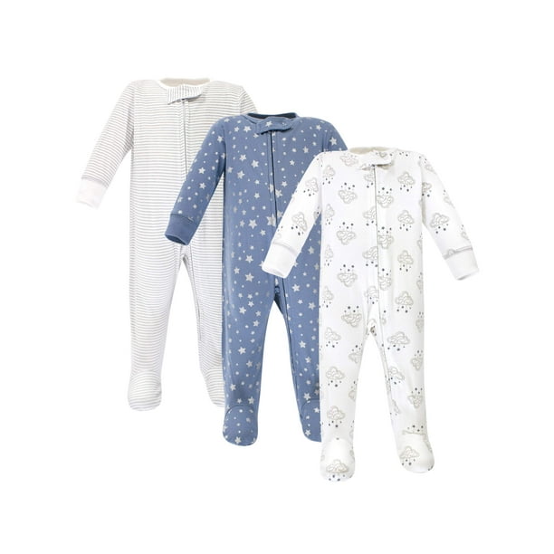 Hudson Baby Zipper Sleep N Play, 3pk (Baby Boys)