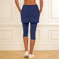 thumbnail image 4 of Yuhangmm Women's Pants, Versatile Knit Capri Pants with Pockets for Everyday Workouts and Travel Cozy Pull-On Skirt-Pants for Tennis Yoga Comfort Navy XXL, 4 of 6