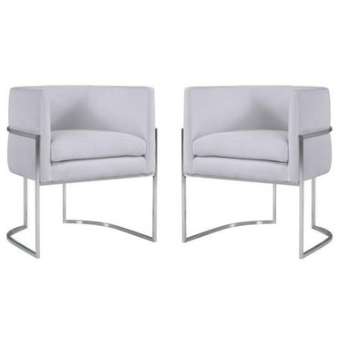 Home Square Giselle 19" Velvet Dining Chair in Gray & Silver - Set of 2