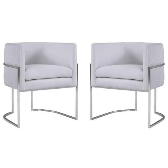 Home Square Giselle 19" Velvet Dining Chair in Gray & Silver - Set of 2