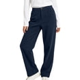 thumbnail image 2 of WULMLEO Women's Corduroy Straight Leg Pants Elastic Back Waist Button Zip Fly Loose Casual Trousers with Pockets Navy 2XL, 2 of 8
