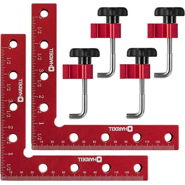 HARDELL 90 Degree Positioning Squares Right Angle Clamps 5.5" x 5.5"(14 x 14cm) Aluminum Alloy Woodworking Carpenter Corner Clamping Square Tool for Cabinets Drawers