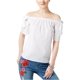 thumbnail image 1 of INC Blusa tejida con hombros descubiertos para mujer, blanca, extragrande I-N-C Tejer, 1 of 2