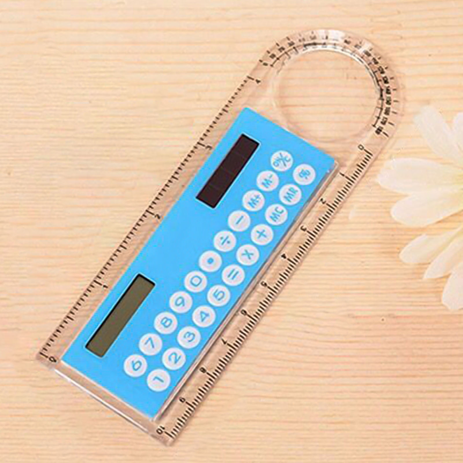 XPT Ruler Calculator,Mini Solar Transparent Ruler Calculator with Magnifier Student Gift School Supplies Black
