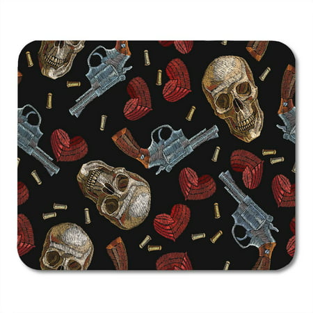 LADDKE Dead Skulls Hearts and Guns Wild West Old Revolvers Red Human Gangster Gothic of Mafia Mousepad Mouse Pad Mouse Mat 9x10