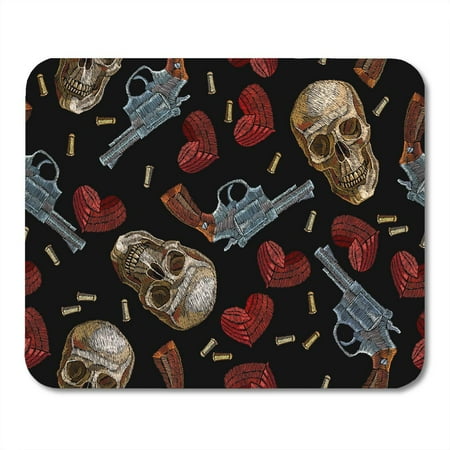 LADDKE Dead Skulls Hearts and Guns Wild West Old Revolvers Red Human Gangster Gothic of Mafia Mousepad Mouse Pad Mouse Mat 9x10 (Red Dead Best Guns)