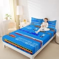 thumbnail image 4 of Homewish Modern Railway Truck Bed Sheets,Vehicle Train King Sheets,Blue Orange Sheet Set For Teens,Breathable Home Decor,4 Pieces, 4 of 7