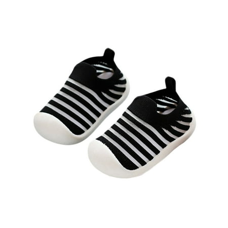 

Colisha Girls Boys Flats Mesh Walking Shoes Slip On Sneakers Indoor Outdoor Breathable Loafers Knit Upper Prewalker Black 4.5C