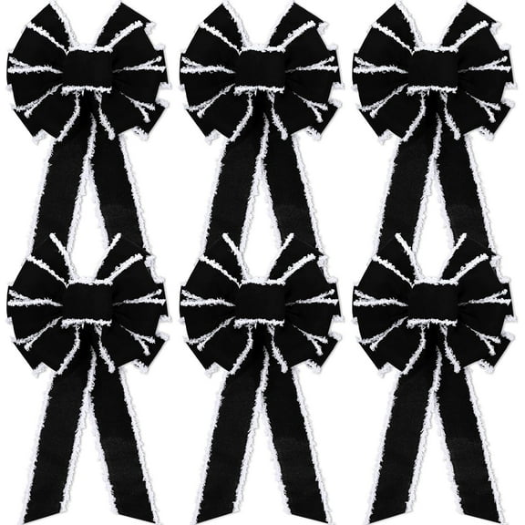 6 Pieces Large Christmas Bow Outdoor Decoration 10 x 20 Inch Velvet Wired Ribbon Christmas Tree Topper Bow Xmas Embellishment Craft for Wreath Party Favors Indoor Home