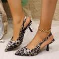 thumbnail image 4 of SCHUHLAND Women's Leopard Slingback Pumps, Crystal Chain Pointed Toe High Heel Shoes for Party & Wedding, 4 of 10