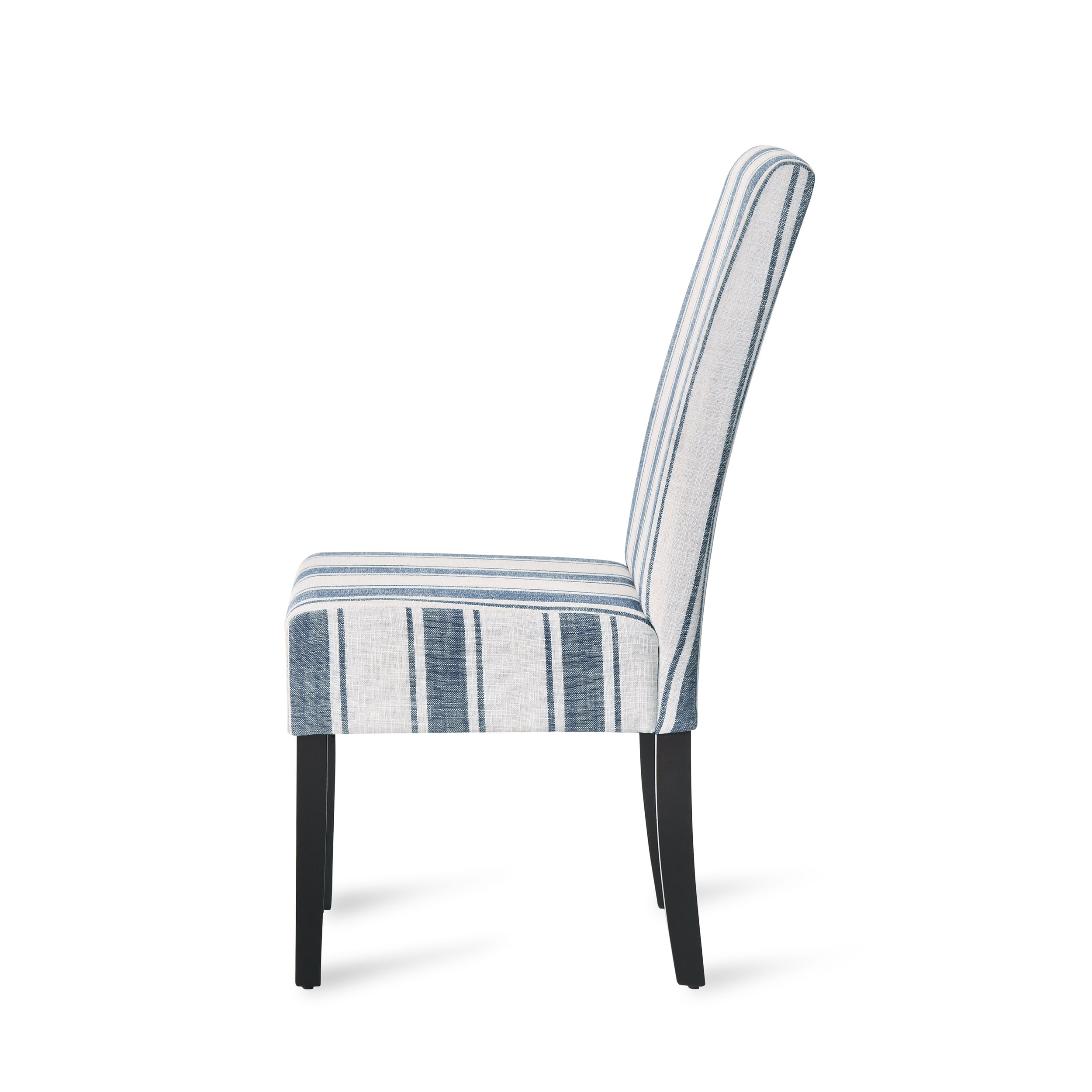 Noble House Asher Fabric Dining Chairs, Set of 2, Dark Blue, Beige, Espresso