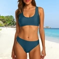 thumbnail image 2 of Swimsuits for Women Two Piece Bikini Crop Neck with High Waisted High Cut Bottoms Dark Blue Womens Bathing Suits L, 2 of 6
