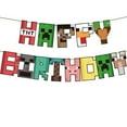 thumbnail image 4 of Ourlova 58pcs Minecraft Balloons Happy Birthday Banner Cake Topper Set Party Decorations Supplies, 4 of 8