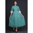 thumbnail image 2 of Bimba Turquoise Green2 Ikat Anarkali Dress For Women Indian Ethnic Printed Kurti Long Kurta Party Dress XX-Large, 2 of 6