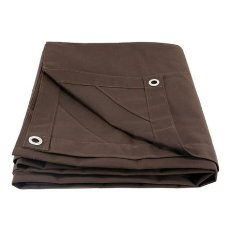 10 x 16 Dark Brown Canvas Tarp 12oz - Water Resistant & Breathable - Heavy Duty Tarps - Multipurpose Tarpaulin Cover for Camping Tent