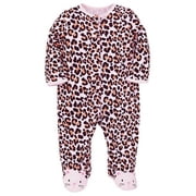 Baby Sleepers Pink Leopard Print One-Piece Zipper Footie Pajamas for Girls - 6 Months