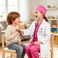 thumbnail image 2 of Kids Doctor Costume 9‑Piece, Scrub Doctor Outfit with White Lab Coat, Real Working Stethoscope for Listening Heartbeat, Halloween Cosplay Dress‑Up Set for Boys & Girls 3-11 Years Old, 2 of 6