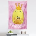 thumbnail image 1 of Feminine Tapestry, Cartoon Duck with Tiara and Hearts in the Background Fun Art, Fabric Wall Hanging Decor for Bedroom Living Room Dorm, 5 Sizes, Yellow and Pink, by Ambesonne, 1 of 1