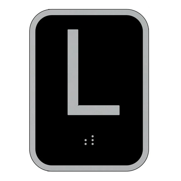 Elevator floor number L sign- Elevator Jamb Plate L ( 3x4, cast Iron, Black, Double sided tape) -ref17222