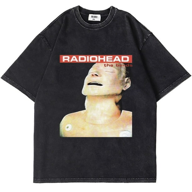 Radiohead-Camiseta Vintage de banda de Rock para hombre, camisetas Retro lavadas, ropa de calle de Hip Hop, camisetas informales de manga corta