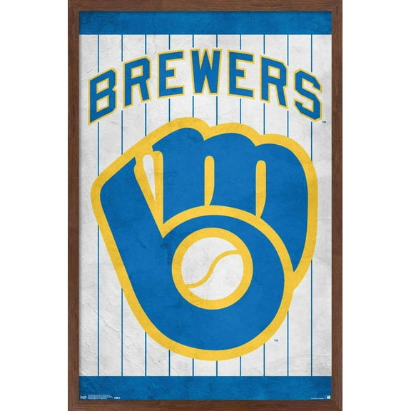 MLB Milwaukee Brewers - Retro Logo Wall Poster, 14.725" x 22.375", Framed