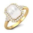 thumbnail image 2 of Mooneye 7X5MM Octagon Pearl 925 Sterling Silver Gold Vermeil Solitaire Accents Women Wedding Rings, 2 of 3