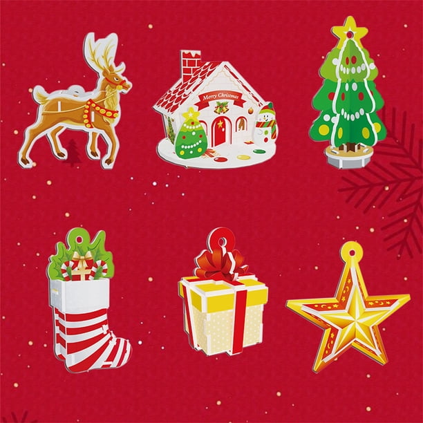 ¡Compra y Ahorra Ya!, Rompecabezas estéreo navideño DIY Rompecabezas navideño Colgante Entretela Modelo de papel Juguete Akmoler