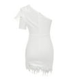 thumbnail image 4 of FcBaudy Robe Sans Manches à Col Rond, Robes d'Été pour Femmes, Robes de Mode pour Femmes Sans Manches à Épaules Inclinées, Robe de Soirée Moulante à Plumes, Robe Unie, 4 of 7