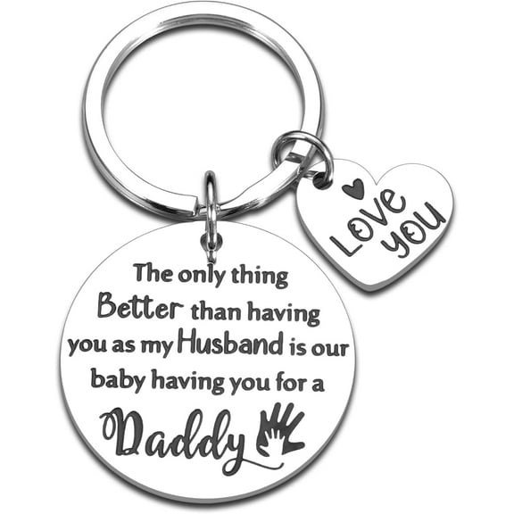 Gifts for Husband from Wife First Time New Dad to Be Keychain Pregnancy Baby Announcement Gift for Him Father's Day Expecting Newborn Baby Shower Gender Reveal Gift for Boyfriend Birthday Anniversary
