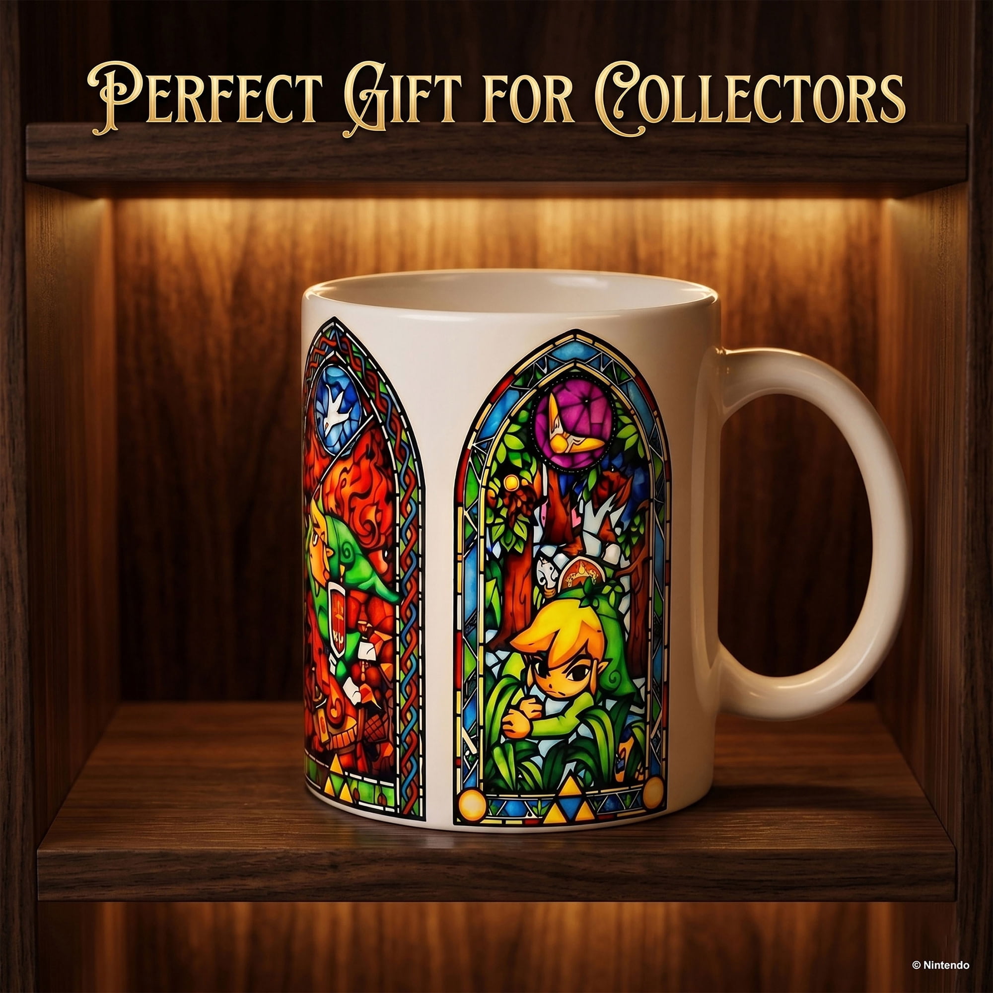 Pyramid America: The Legend of Zelda: Stained Glass - 11oz Ceramic Mug - Coffee-Tea, Microwave-Dishwasher Safe, Video Game Fan Collectible, Licensed